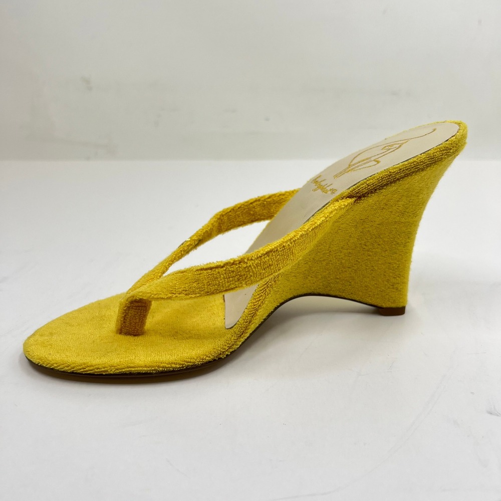 Baby Phat Terry Wedge Thong Womens Size 6 Yellow Y2K McBling Logo Sandal NWB - Picture 13 of 15